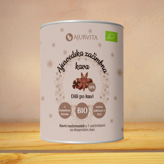 Ajurvedska brezkofeinska začimbna kava s cikorijo, janežem in želodom