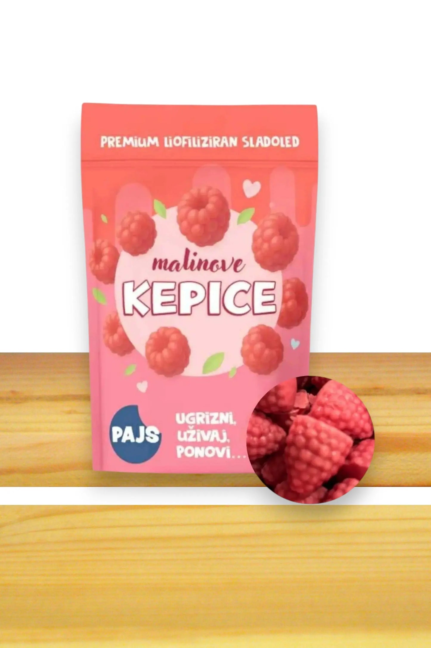 Liofiliziran sladoled – Malinove kepice