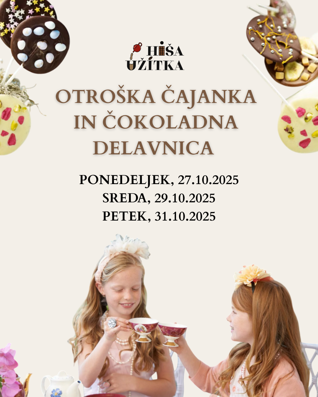 Otroška čajanka in čokoladna delavnica v Hiši užitka na Ptuju