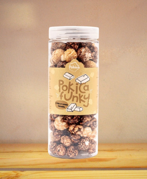 Pokica Funky z belo in temno čokolado