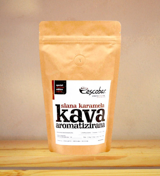 Aromatizirana mleta kava za turško kavo z okusom slane karamele