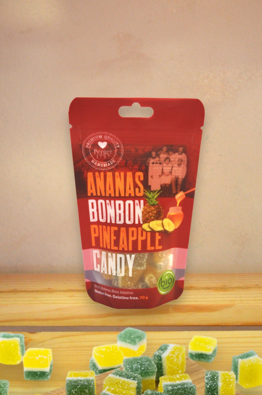 Bio slovenski bonboni ananas sladkani z medom