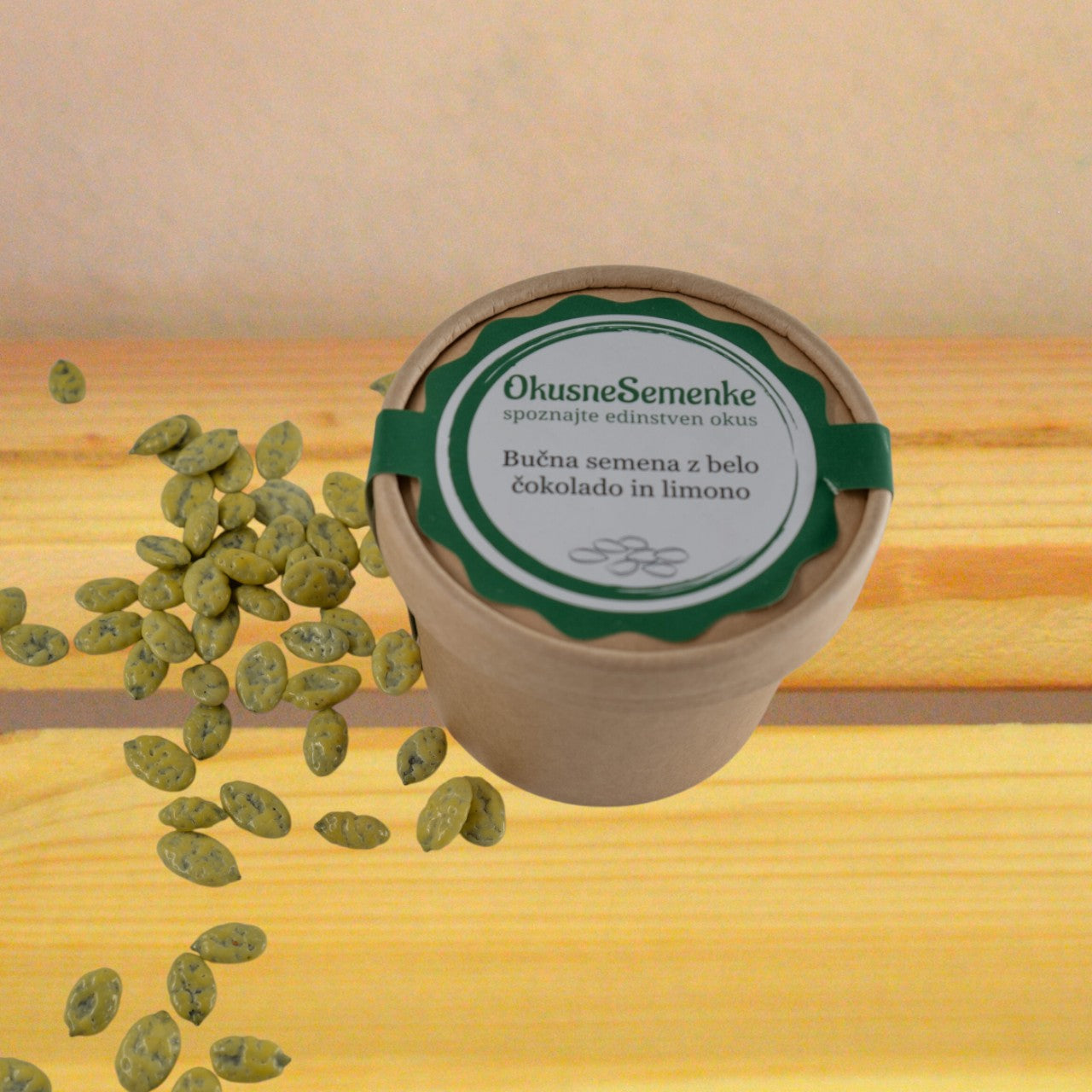 Bučna semena z belo čokolado in limono