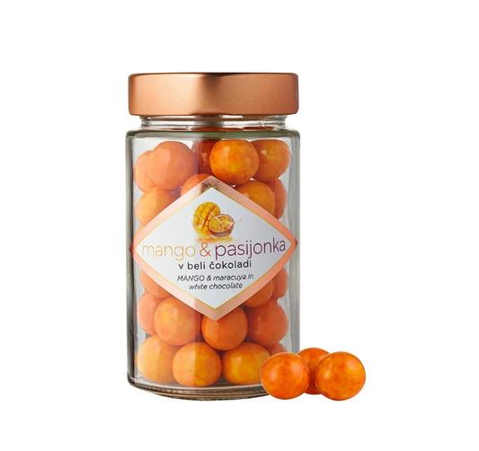 Mango in pasijonka v beli čokoladi
