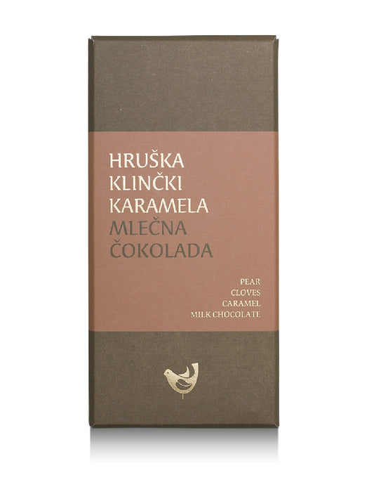 Mlečna čokolada s hruško, klinčki in karamelo