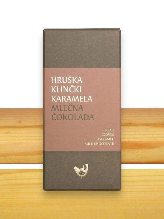 Mlečna čokolada s hruško, klinčki in karamelo