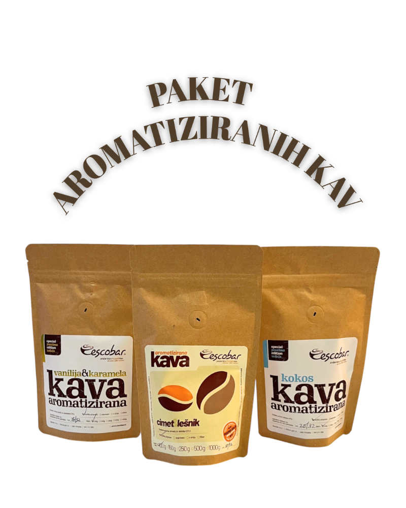 Paket aromatiziranih kav - vanilija&karamela, cimet&lešnik, kokos