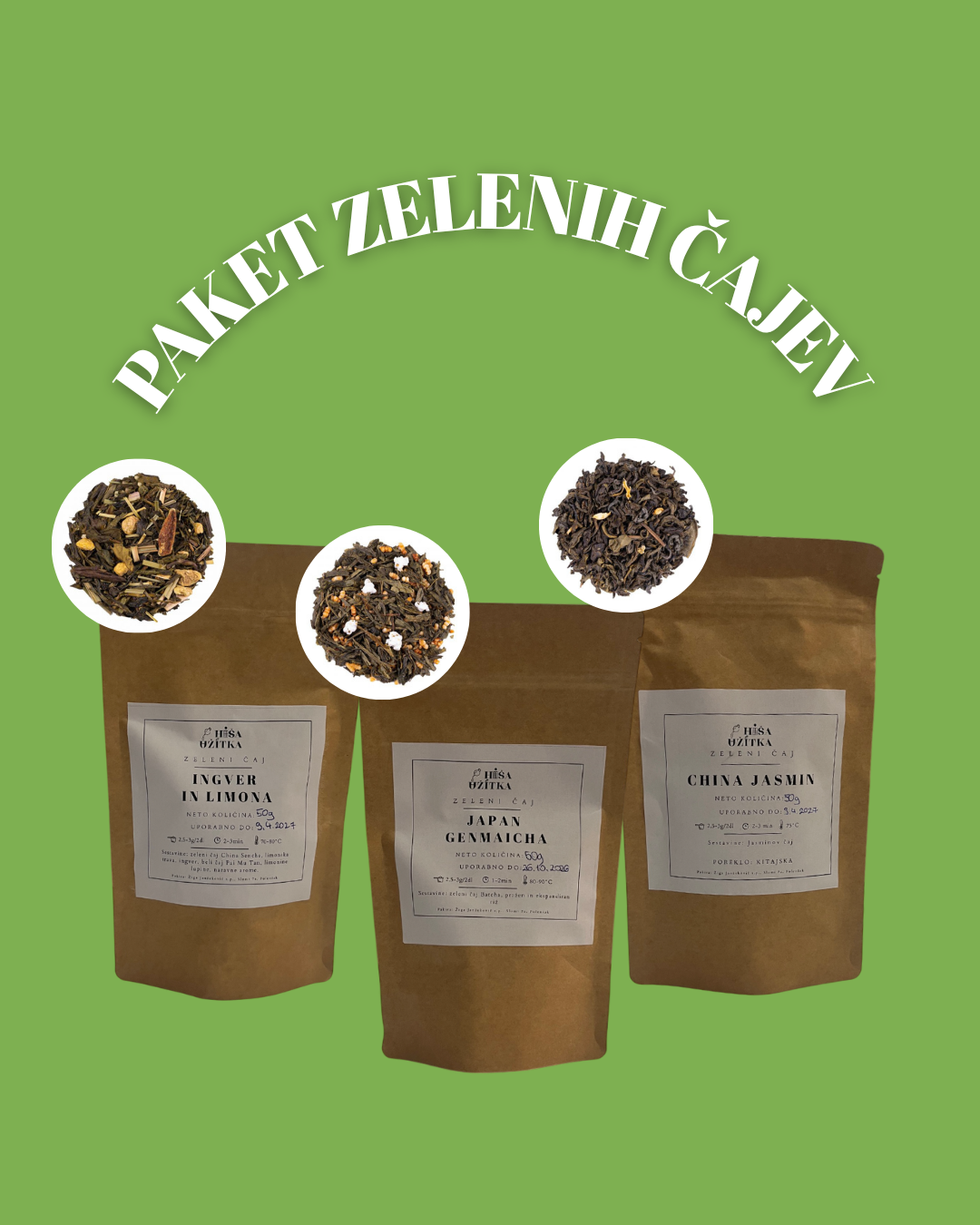 Paket zelenih čajev - Hiša užitka
