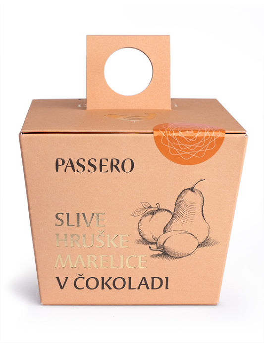 Suhe slive, hruške in marelice v čokoladi